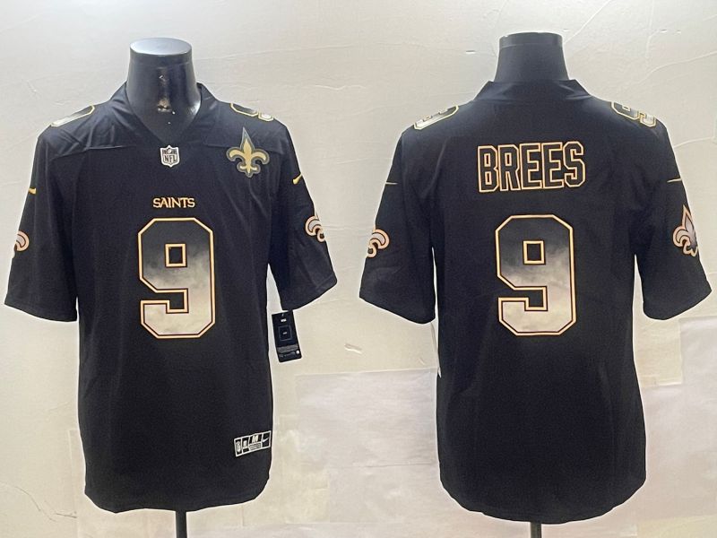 Men New Orleans Saints #9 Brees Black Nike Smoke Fashion 2024 Limited NFL Jersey style 4->new orleans saints->NFL Jersey